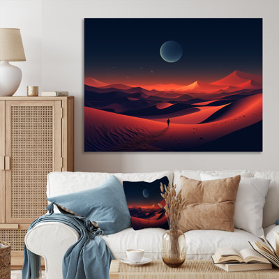 Alone in The Sahara Desert At Sunset I - Desert, art mural