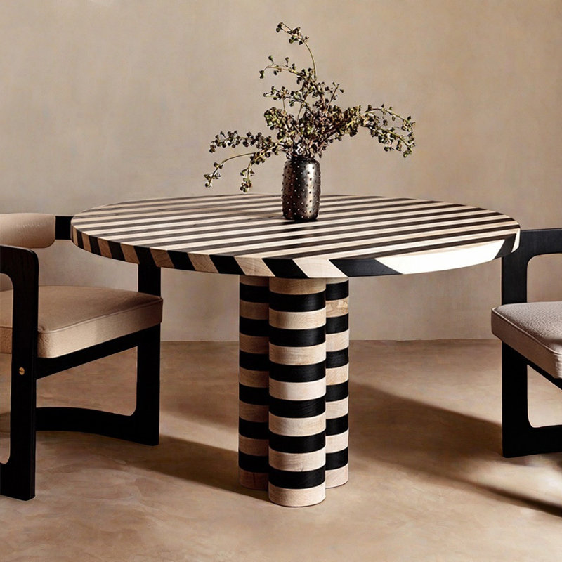 Retro Simple Round Solid Wood Dining Tables, 29.52"H x 47.24"L x 47.24"W