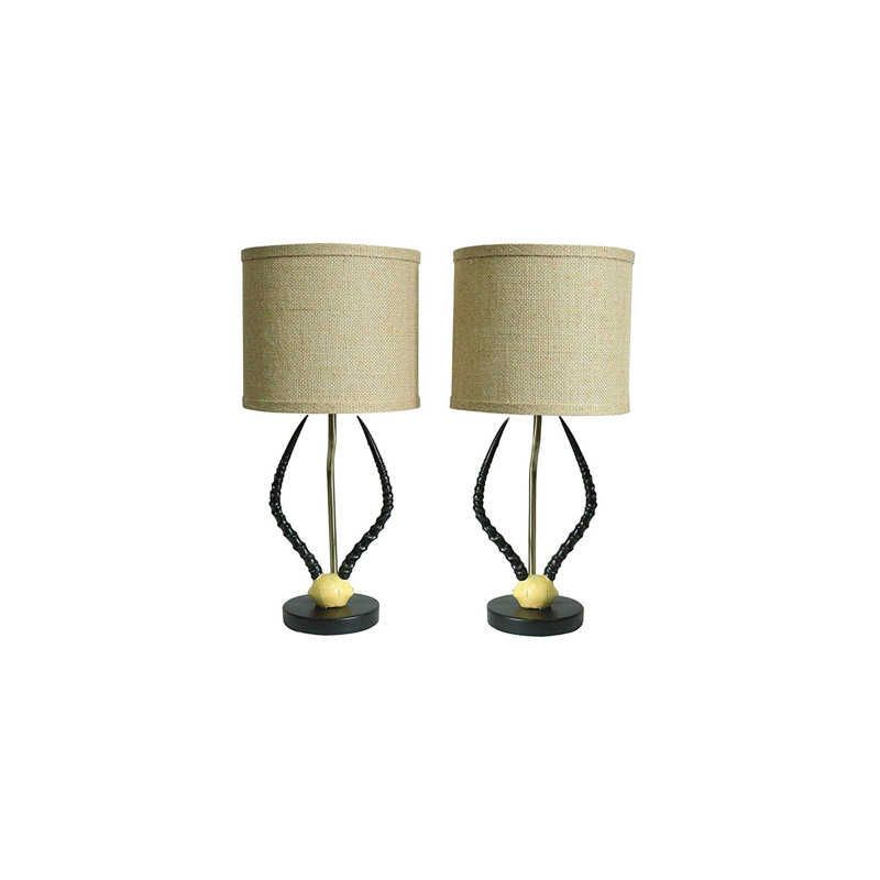 Lampe de table en corne avec abat-jour Cody, ensemble de 2 