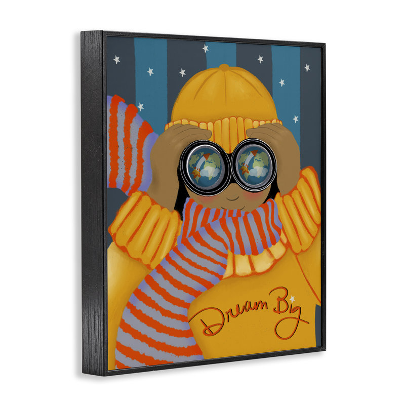 «Dream Big with Binoculars», estampe numérique, design par Lori Mosley, H 14 po x l 11 po, Giclée encadrée noir minuit