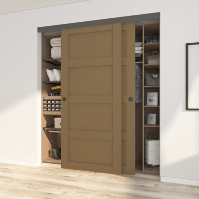 JUBEST Bypass Sliding Door Hardware, Bypass Wardrobe Closet Door Hardware Set (Door Not Included)