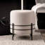 Linen Ottoman for Bedroom Furniture, Modern Accent Stool with Iron Metal Legs