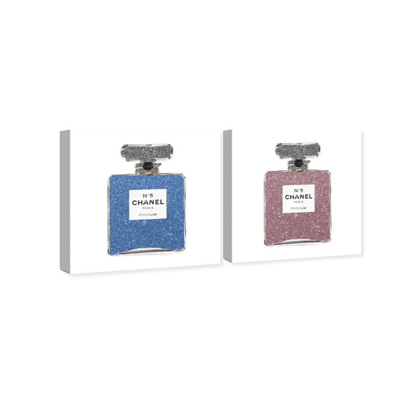 Classic Number 5 Set II, Glam Perfumes Modern Pink - ensemble de 2 impressions sur toile tendue, H 40 po x l 80 po x P 1,5 po