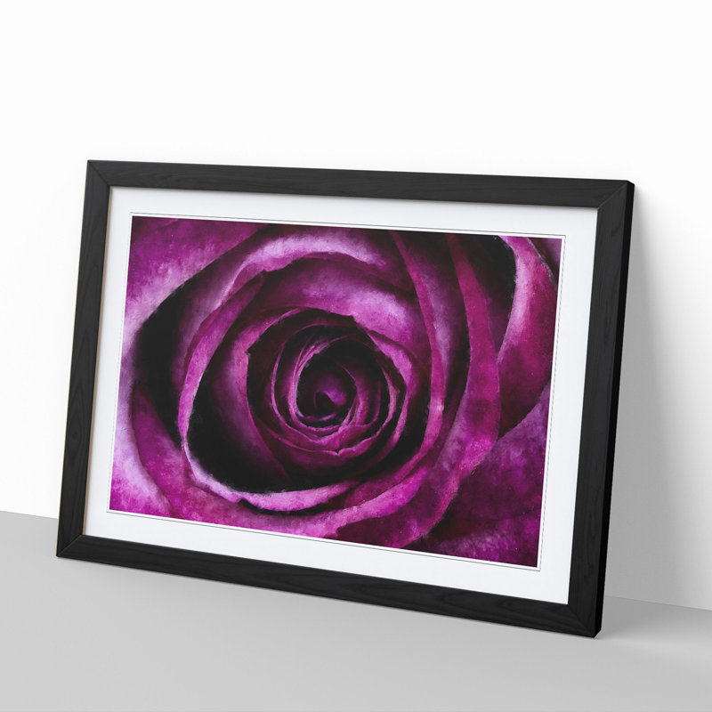 Purple Rose Flower Vol.2 - Framed Print, 48cm H x 65cm W x 2cm D, Black Framed