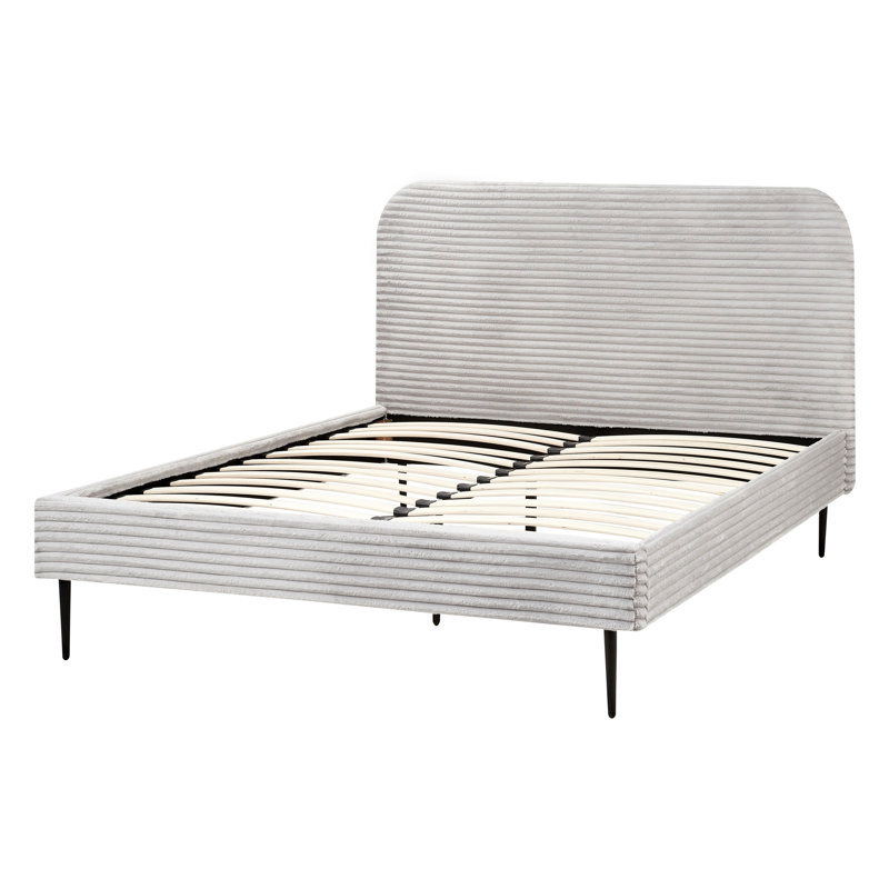 Bed Corduroy Fieldsboro, European Double (140 x 200 cm), Grey