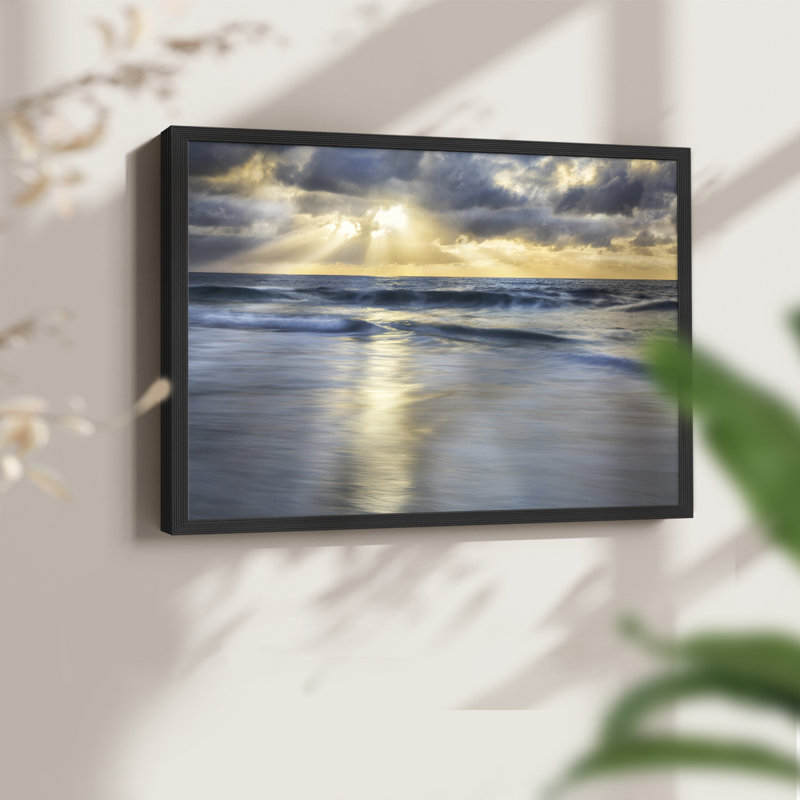 Cloudscape Shore -Framed Print - Restickable, 16" H x 20" W, Black