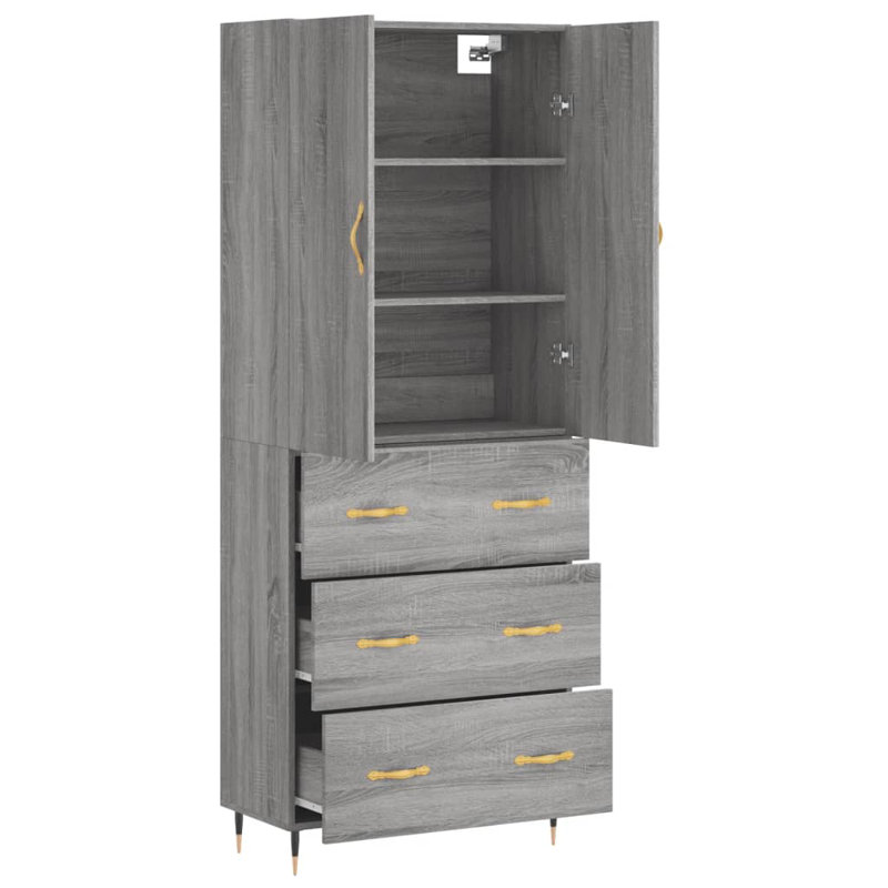 Dace Highboard 69.5x34x180 cm Engineered Wood, Grey Sonoma