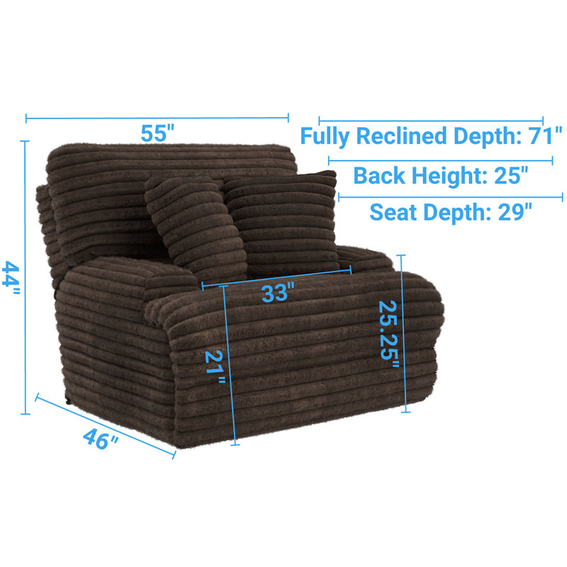 Cushy Oversized Deep Seat Power Recliner with Power Adjustable Headrest, Brown