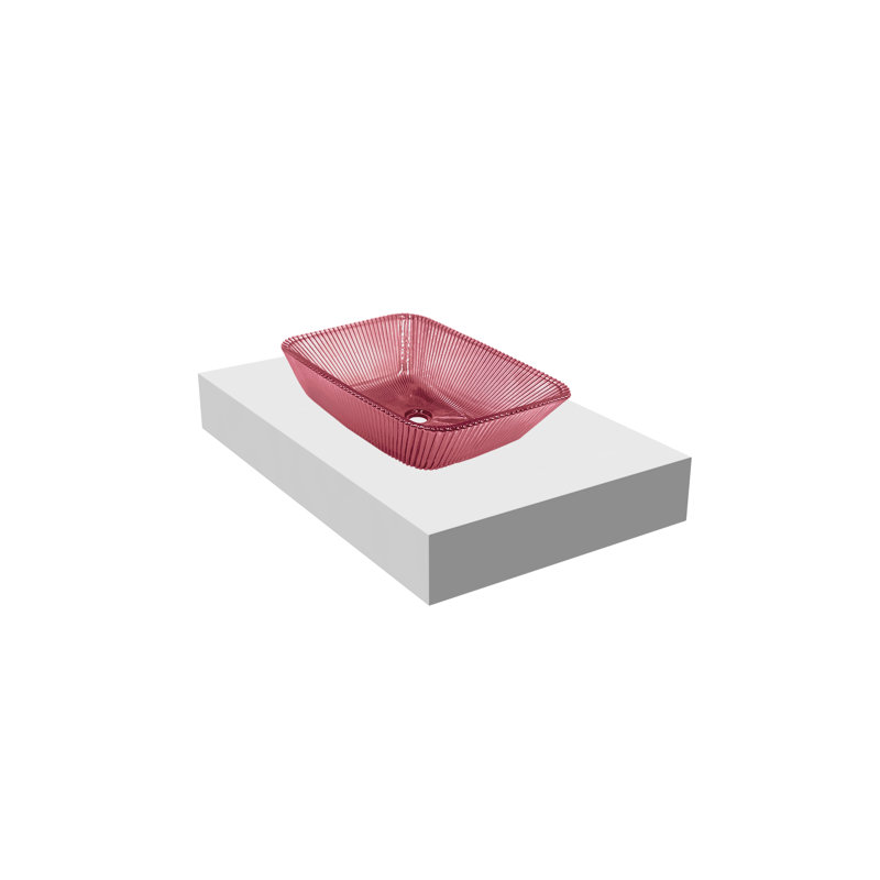 Lavabos vasques rectangulaires noirs en cristal avec base blanche 36 "Charlie, Rose