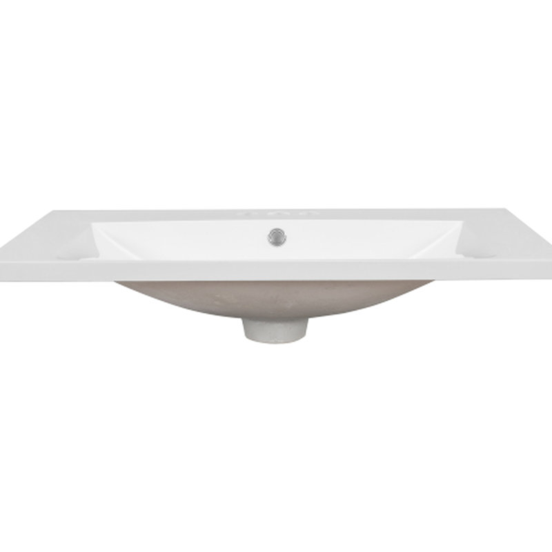 Nouveau lavabo de salle de bain en céramique blanche de 30 pouces, pré-percé pour robinet à poignée simple, durabilité durable, nettoyage en douceur de la surface lisse et installation rapide sur le lavabo de l'armoire en blanc, robinet flexible