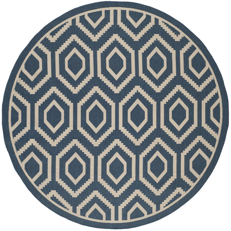 Deedrick Performance Geometric Indoor/Outdoor Area Rug, Round 4'