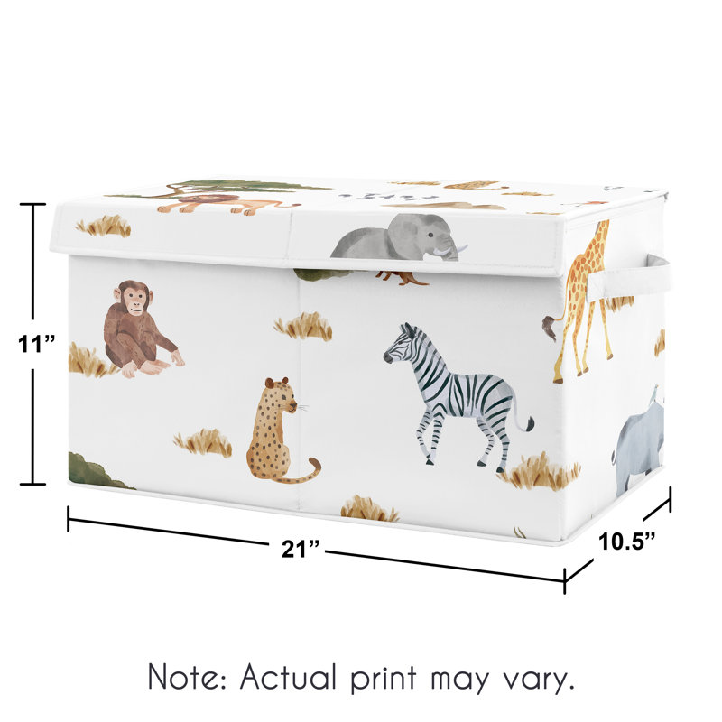 Multicolor Jungle Animals Fabric Storage Bin with Flip Lid