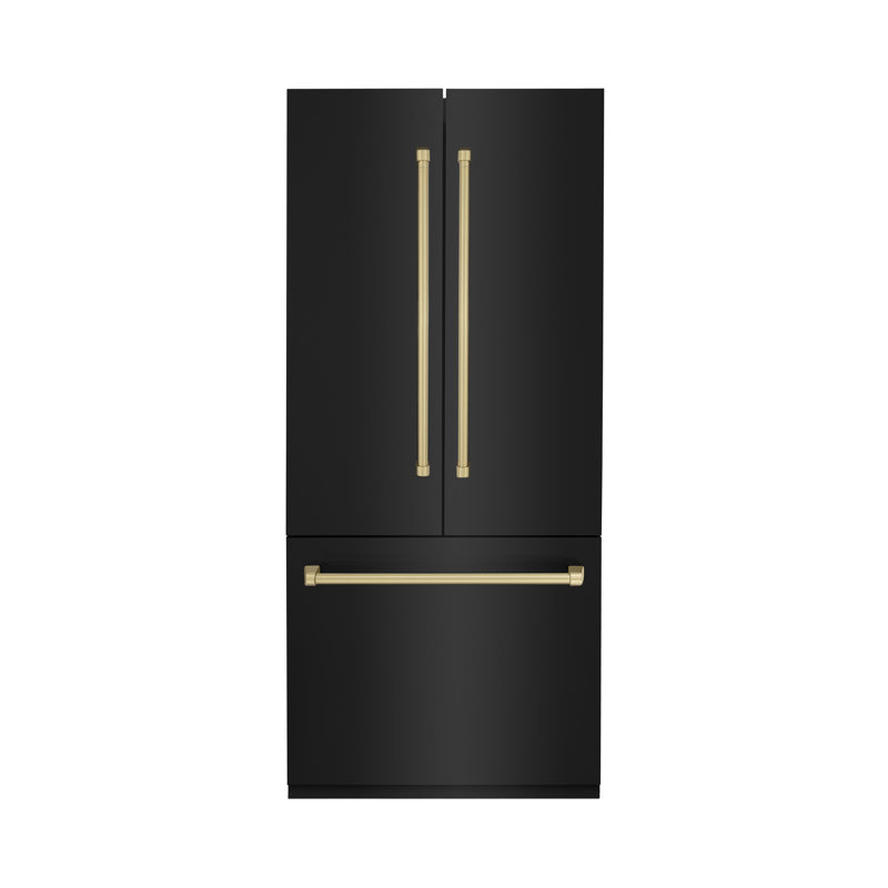ZLINE 36" 19.6 cu. ft. Built-In 3-Door French Door Refrigerator with Internal Water and Ice Dispenser, Champagne Bronze