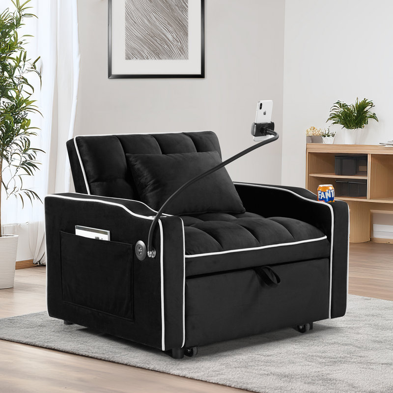 Convertible Sleeper Chair Sofa Bed Adjustable Pull Out Sleeper Chair Bed Multi-Pockets Folding Sofa Bed