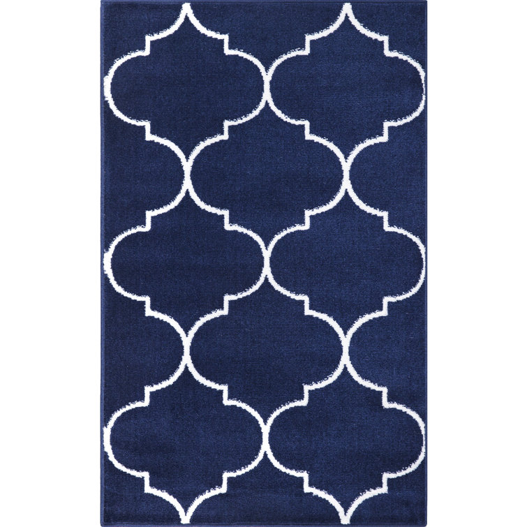 Arianie Morocco Trellis Navy Area Rug