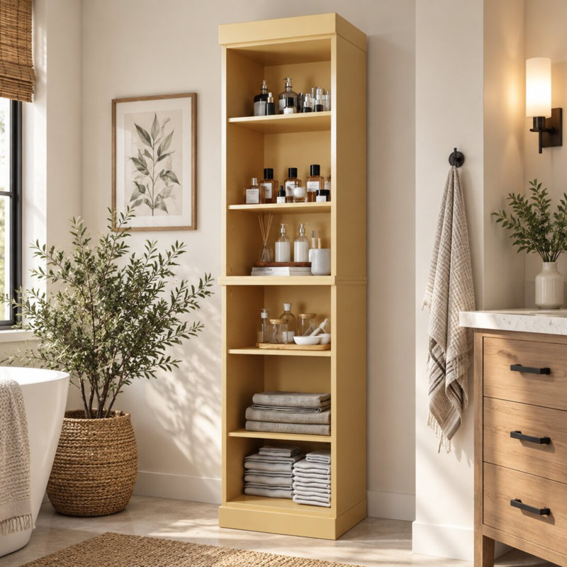 Armoire de rangement 100% en bois massif Palace Imports, tablettes réglables, hauteur 71,5 po, Jaune