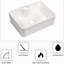 Lavabo vasque rectangulaire blanc en céramique 16 po x 12 po - Accessoire de salle de bain moderne, surface rectangulaire résistante aux acides, blanc