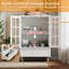 Minimalist White Buffet Cabinet with Double Glass Doors and Drawer