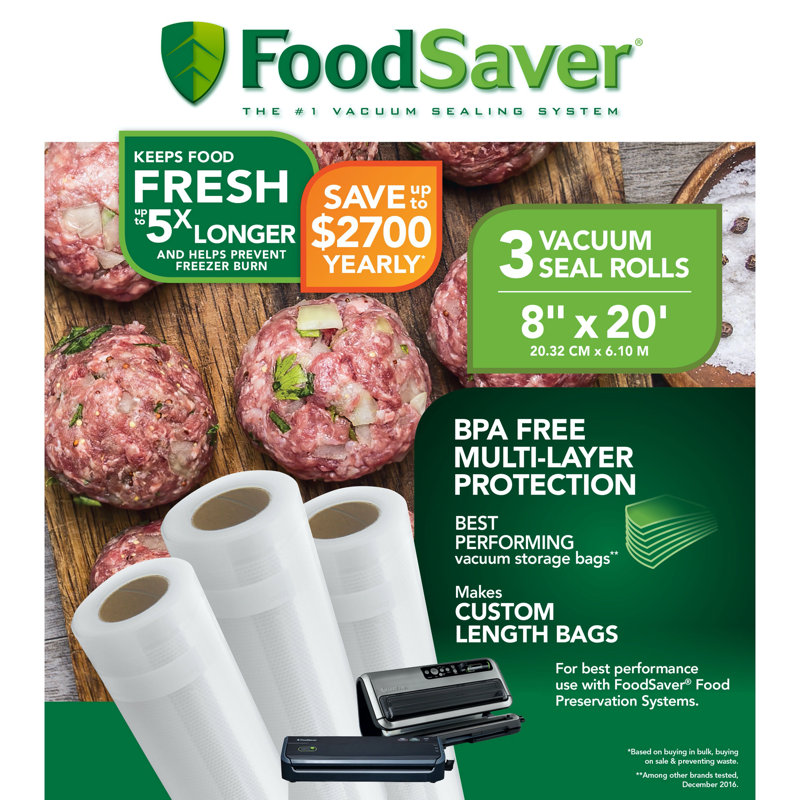 Foodsaver BPA-Free 8" X 20' Vacuum Seal Roll, 3-Pack