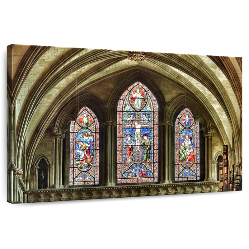 Vitrail cathédrale Lilie, H 20 po x l 30 po