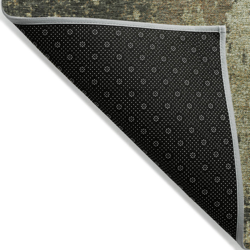Tapis olive intérieur / extérieur lavable à la machine Xhevrie, Rectangle 10 pi x 14 pi