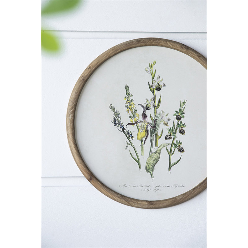 S/4 D19.7" Flora Print Round Frame