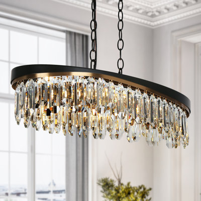 Luminaire suspendu pour îlot de cuisine 6 lumières noir / laiton Kethe