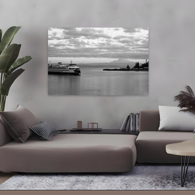 Ferry In The Sea Bainbridge Island Seattle Washington State Usa Tranquil Abstract Contemporary Mountain Ocean Art