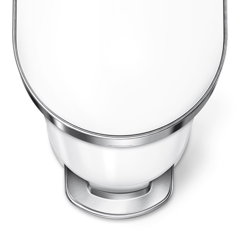 simplehuman 45 Liter / 12 Gallon Slim Hands-Free Kitchen Step Trash Can, White