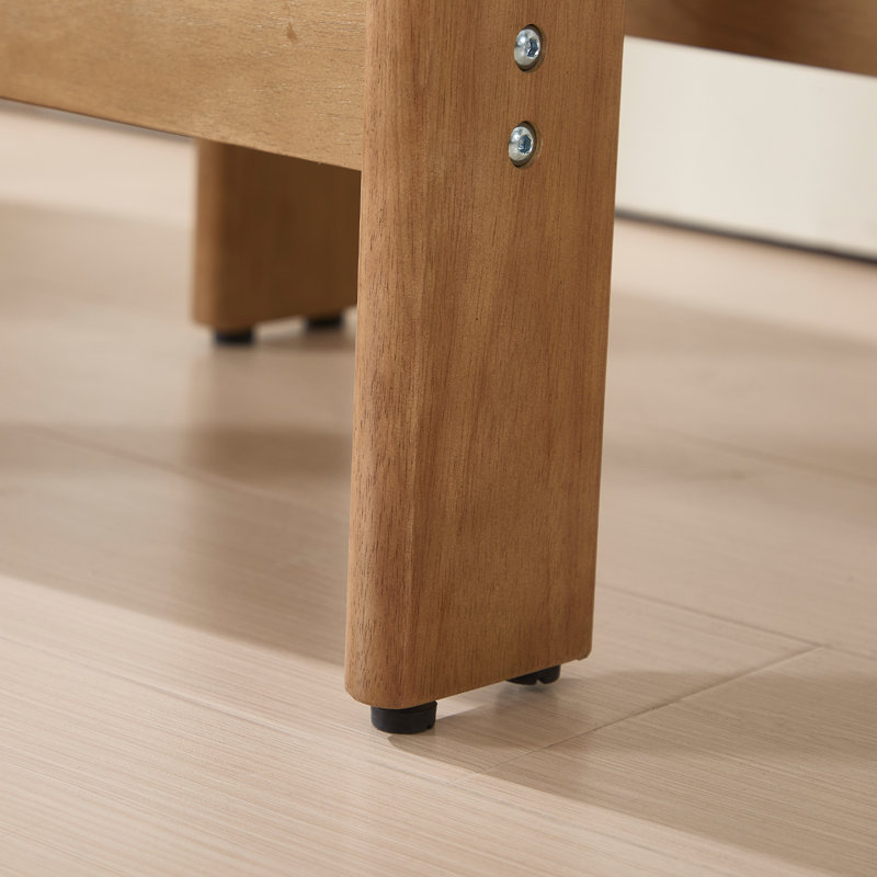 Tabouret de comptoir rembourré H 27 po avec structure en bois massif, Beige, Brun