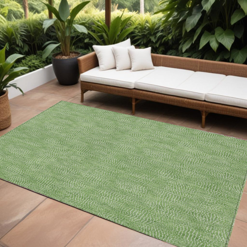 Tapis intérieur / extérieur vert et ivoire lavable 8 pi x 10 pi