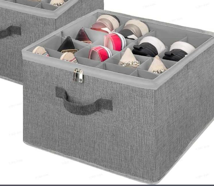 16 Pair Shoe Storage Box, Grey