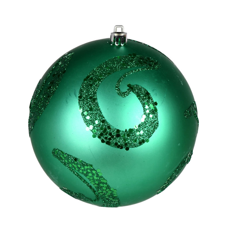 Ornement boule mat à paillettes, Vert écume de mer, 6