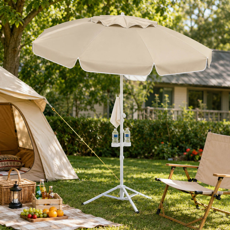 Parasol d'extérieur portatif 6,5 pi, support réglable et inclinaison