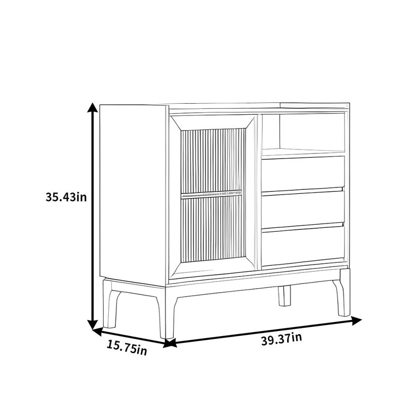 Buffet rétro et simple, 35.43" H x 39.37" W x 15.75" D