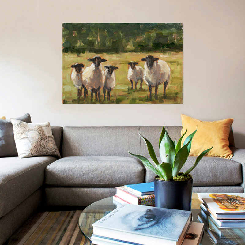 «Sheep Family I», reproduction sur toile tendue, H 26 po x l 40 po x P 1,5 po, Toile tendue, Pas de tapis