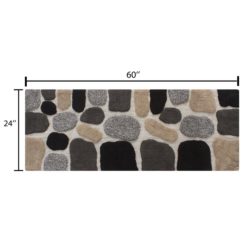 Creline Bath Rug - Charcoal Black, Black