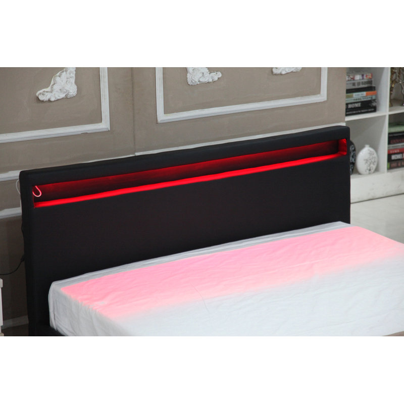 Emete    Upholstered Panel Bed, Black, Queen