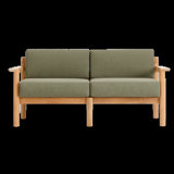 Haven Teak Outdoor Loveseat with Sunbrella Cushions and Wooden Armrest