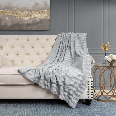 Saga Double Sided Faux Fur Throw Blanket