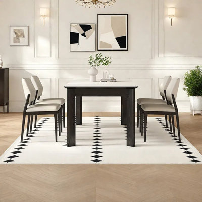 Vintage white rock panel dining chair set