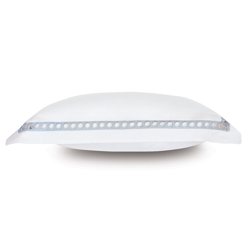 Celine Cotton Pillow Sham, Standard, White/Silver