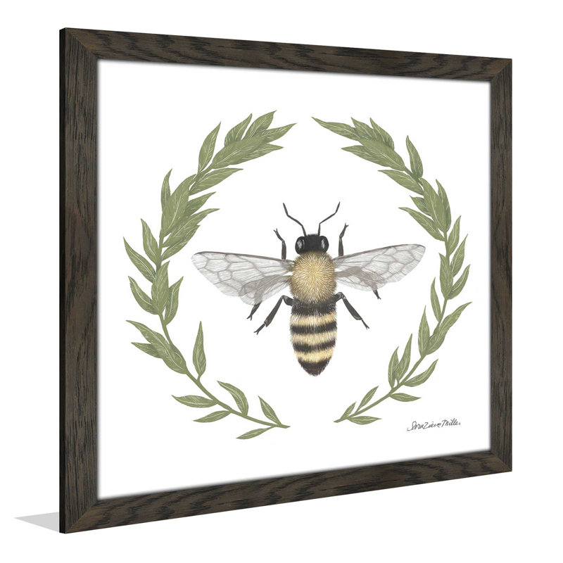 «Happy to Bee Home I», reproduction de dessin, H 31,5 po x l 31,5 po x P 1 po, Cadre chocolat patiné