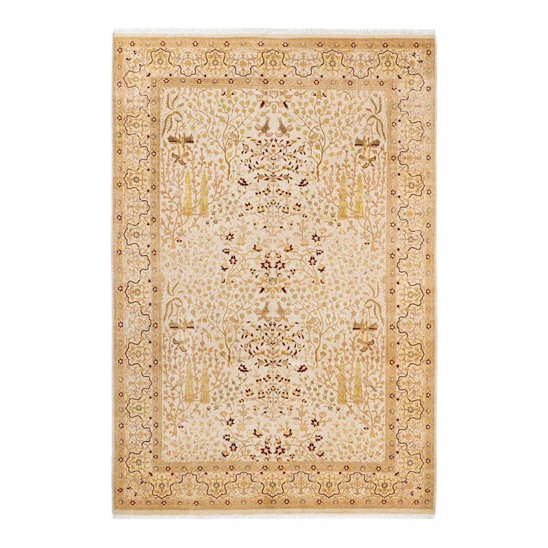 Tyechia One-of-a-Kind 6' 3" X 8' 9" 2000s Wool Area Rug in Ivory