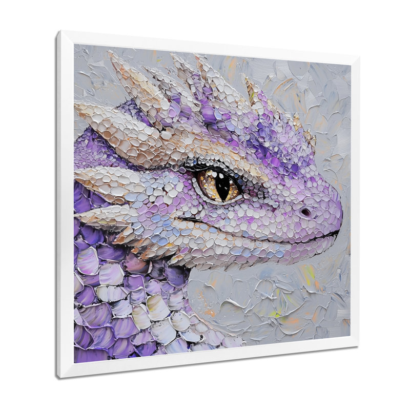 Cute Dragon Den II - Dragons Wall Art, 36" H x 36" W, Picture Framed Print, White