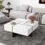 Table basse de conception unique avec 4 compartiments de rangement cachés, table de cocktail carrée avec plateau coulissant extensible, table centrale ultra brillante pour le salon de 31,5 po x 31,5 po-1541739058