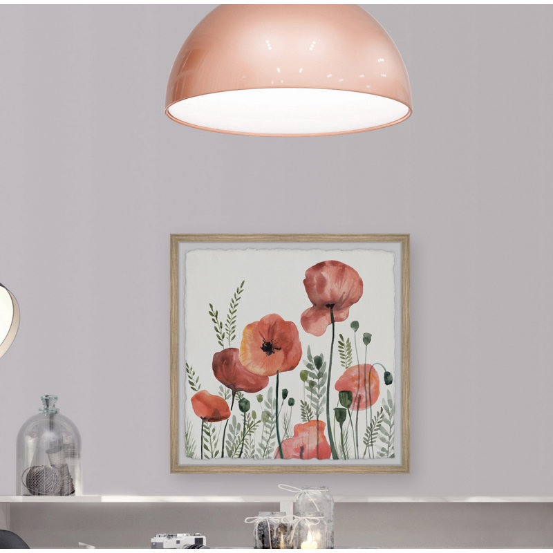 Common Poppies - Single Picture Frame Painting, 30cm H x 30cm W x 3.81cm D