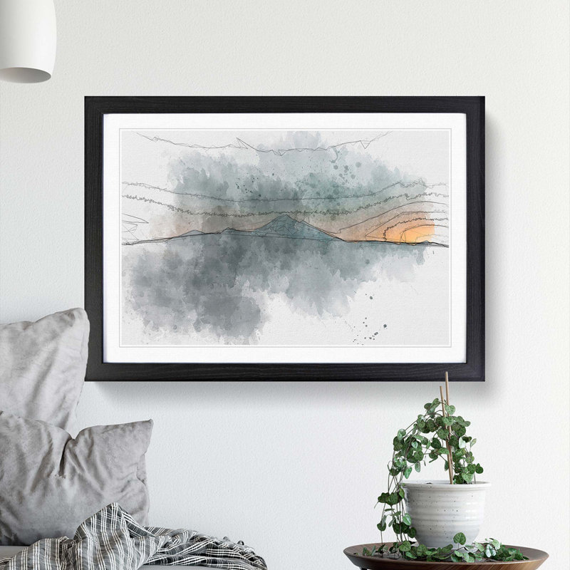 Mountain in Whistler Canada in Abstract - Picture Frame Drawing Print, Black Framed, 36cm H x 48cm W x 2cm D