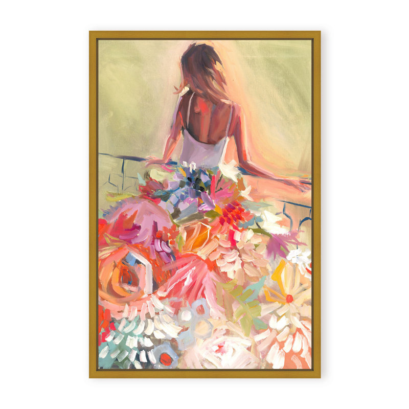 Nature Inspired Blossom Reverie: The Enigmatic Backdrop, Framed Canvas, 48" H x 36" W x 2.375" D, White