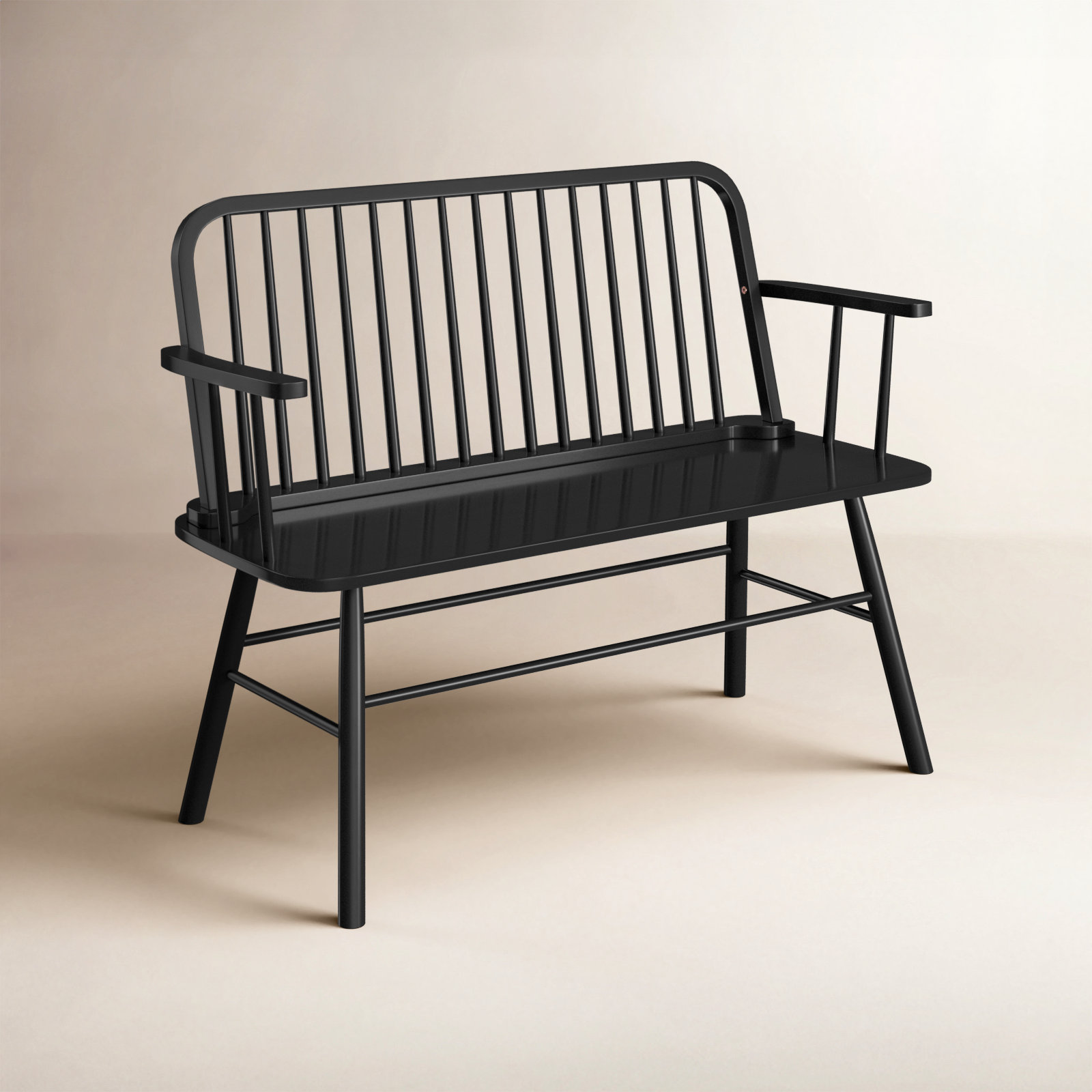 Sireen 47" Solid Wood Bench, Black